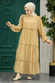 Neva Style - Biscuit Hijab Turkish Dress 57342BS - Thumbnail