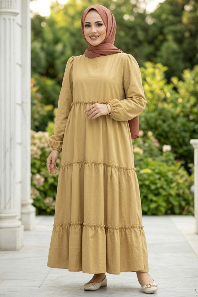 Biscuit Hijab Turkish Dress 57342BS - 1
