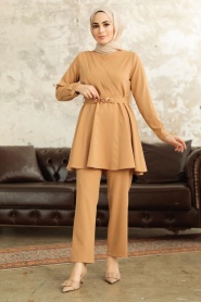 Neva Style - Biscuit Hijab Turkish Dual Suit 5860BS - Thumbnail