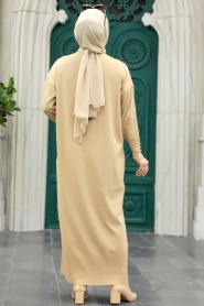 Neva Style - Biscuit Hijab Turkish Mercerized Dress 10137BS - Thumbnail
