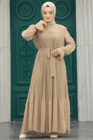 Neva Style - Biscuit Islamic Clothing Dress 51634BS - Thumbnail