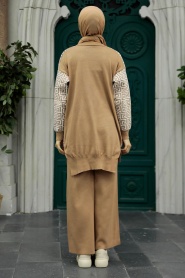 Neva Style - Biscuit Knitwear Islamic Clothing Dual Suit 9732BBS - Thumbnail