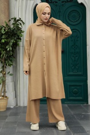 Neva Style - Biscuit Knitwear Hijab Turkish Dual Suit 34181BS - Thumbnail