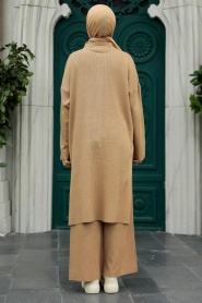 Neva Style - Biscuit Knitwear Hijab Turkish Dual Suit 34181BS - Thumbnail