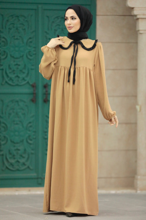 Biscuit Long Muslim Dress 57344BS - 3