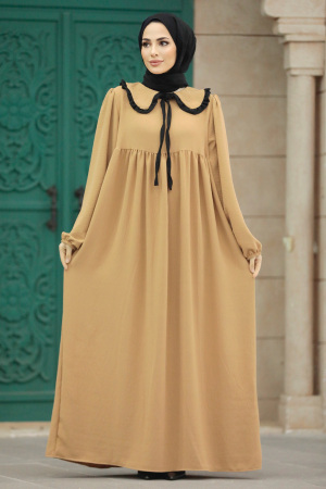 Biscuit Long Muslim Dress 57344BS - NEVA STYLE
