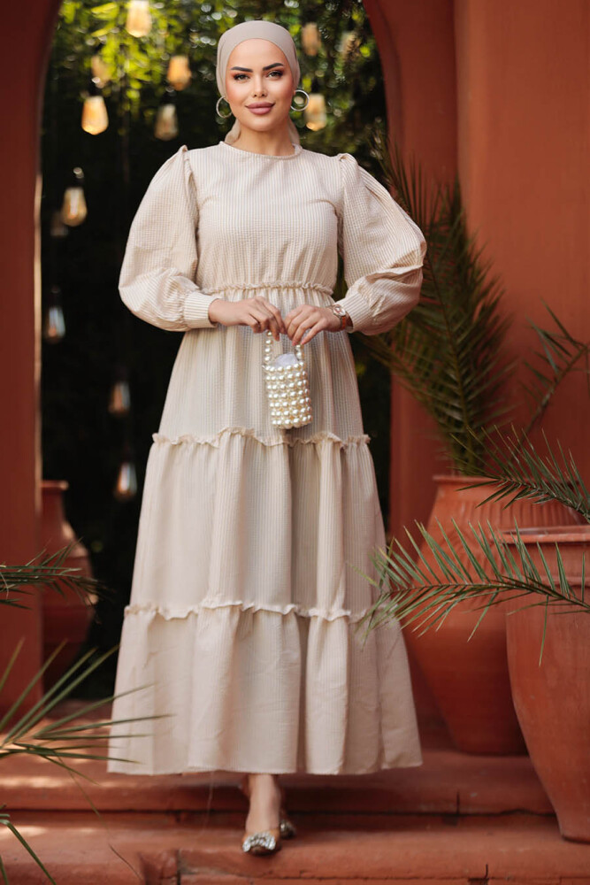 Neva Style - Biscuit Modest Maxi Dress 30252BS - 3