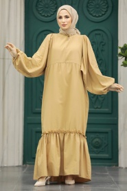 Neva Style - Biscuit Muslim Dress 57341BS - Thumbnail