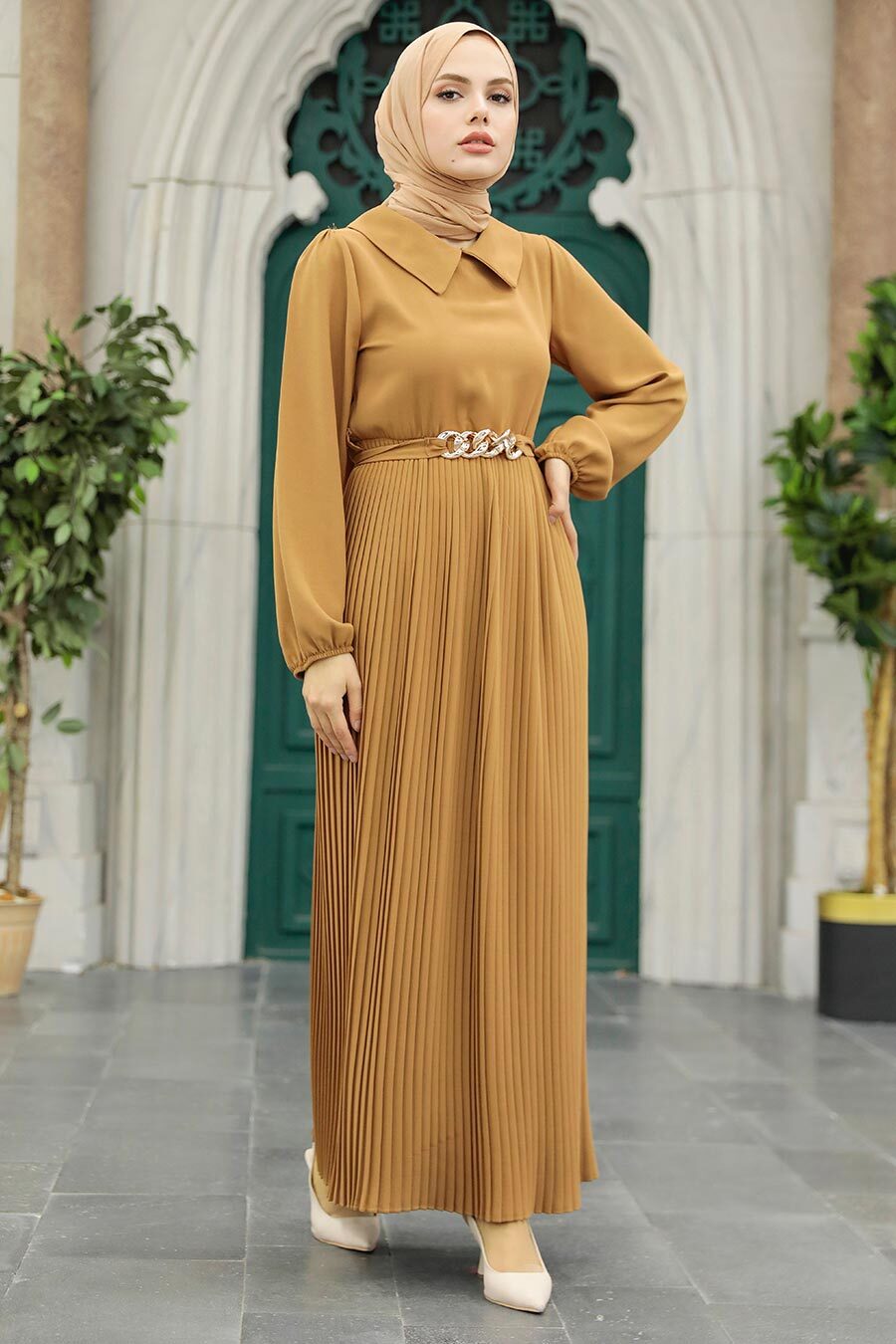 Neva Style - Biscuit Muslim Long Dress Style 34320BS