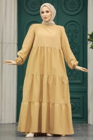 Neva Style - Biscuit Women Dress 57345BS - Thumbnail
