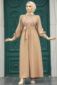 Neva Style - Biscuit Women Dress 5914BS - Thumbnail
