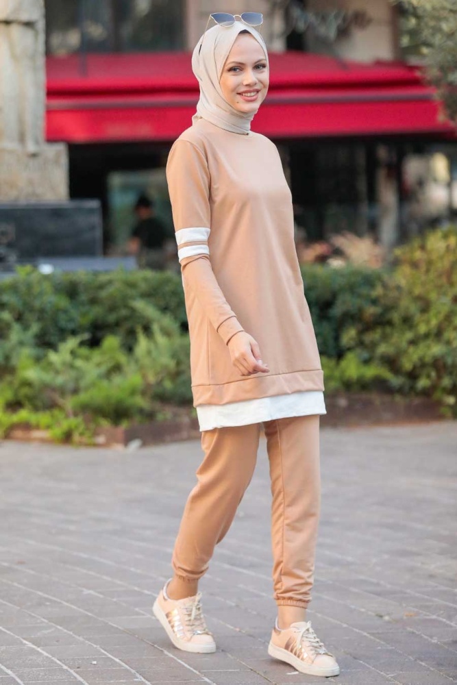 Neva Style - Bisküvi Tesettür İkili Takım 55990BS - 2