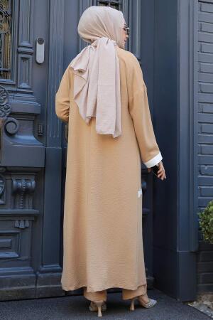  Bisküvi Tesettür Kimono Üçlü Takım 30195BS - 4