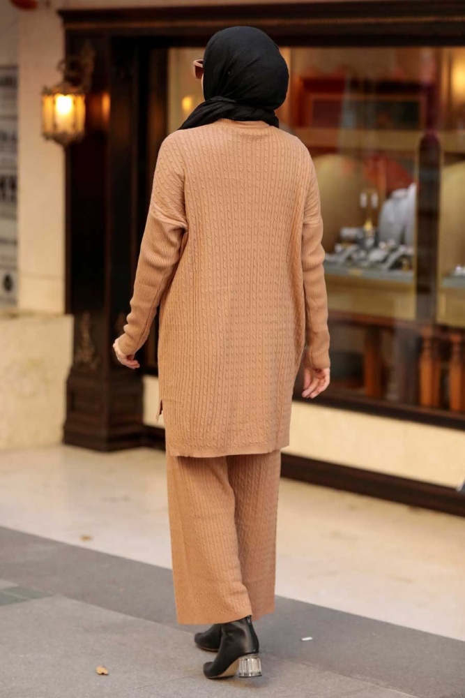 Neva Style - Bisküvi Tesettür Triko İkili Takım 33450BS - 2
