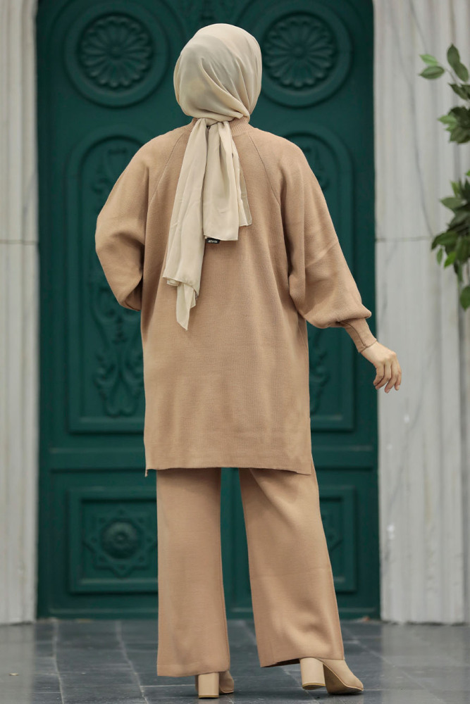 Neva Style - Bisküvi Tesettür Triko İkili Takım 34262BS - 4