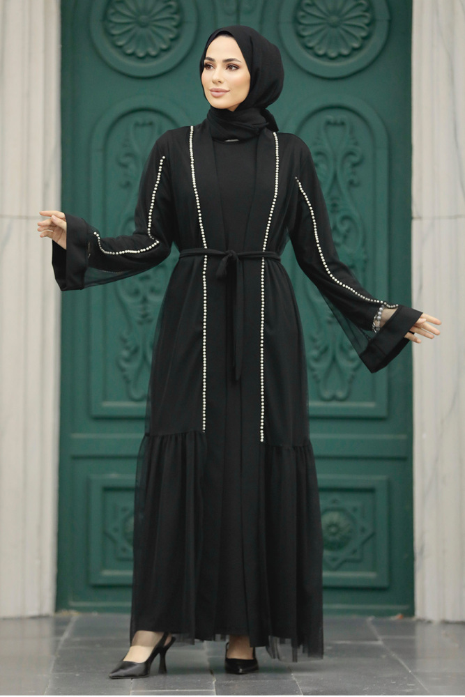 Black Abaya Hijab Double Suit 30101S - 1