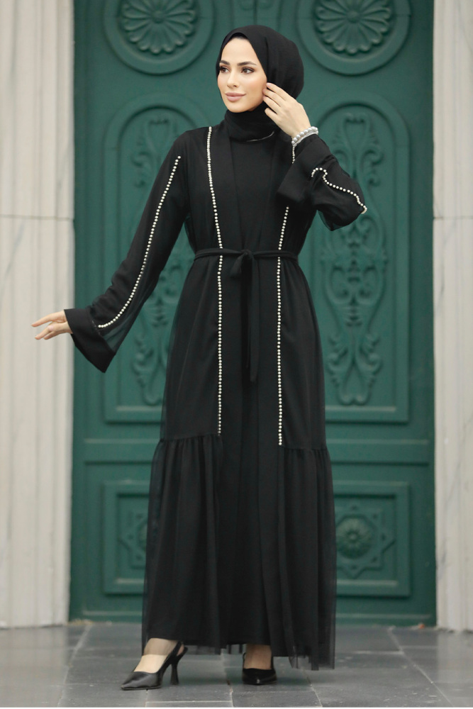 Black Abaya Hijab Double Suit 30101S - 3