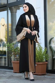 Neva Style - Black Abaya Suit 9132S - Thumbnail
