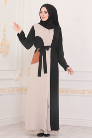 Neva Style - Black Abaya Suit 91680S - Thumbnail