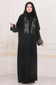 Neva Style - Black Abaya Suit 9180S - Thumbnail