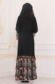 Neva Style - Black Abaya Suit 9186S - Thumbnail