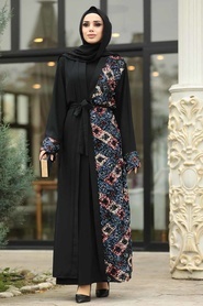 Neva Style - Black Abaya Suit 9623S - Thumbnail