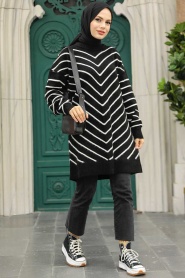 Neva Style - Black High Quality Knitwear Tunic 81861S - Thumbnail