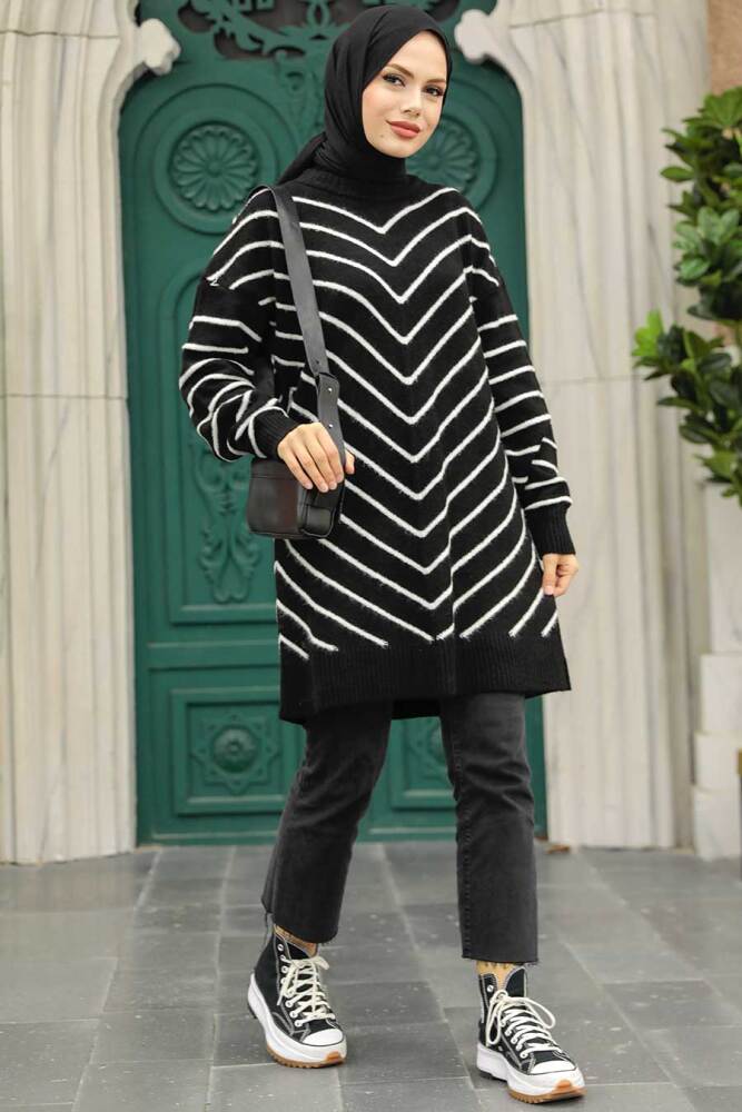Black High Quality Knitwear Tunic 81861S - 1