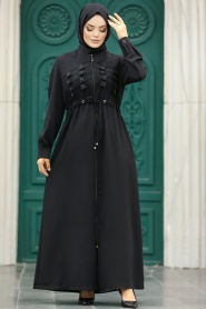 Neva Style - Black High Quality Turkish Abaya 10037S - Thumbnail