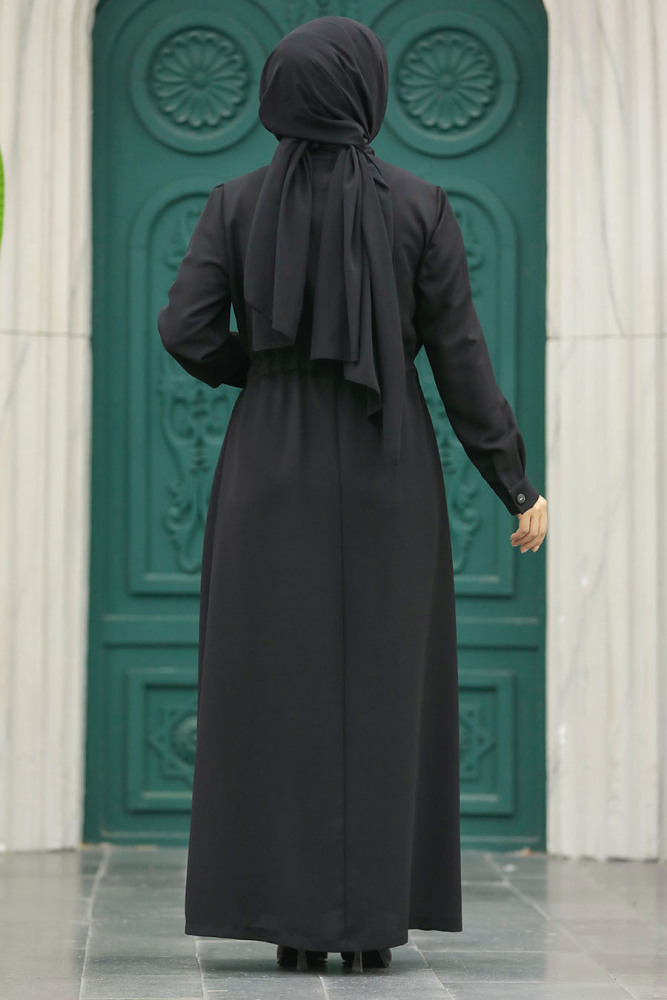 Black High Quality Turkish Abaya 10037S - 5