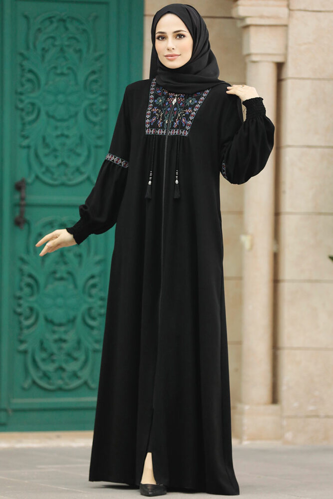 Neva Style - Black High Quality Turkish Abaya 41562S - 2