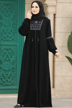 Neva Style - Black High Quality Turkish Abaya 41562S - 1