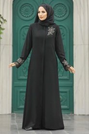 Neva Style - Black High Quality Turkish Abaya 62533S - Thumbnail