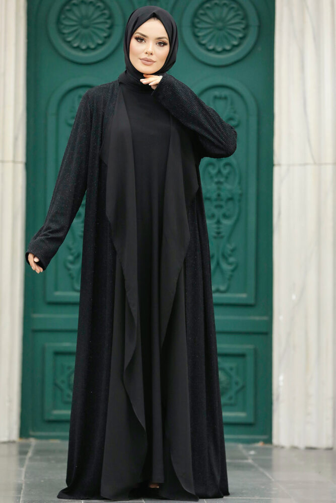 Black Hijab Abaya 10714S - 4