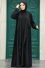 Neva Style - Black Hijab Abaya 10714S - Thumbnail