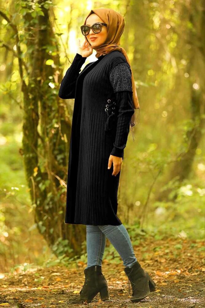 Neva Style - Black Hijab Cardigan 1404S - 1