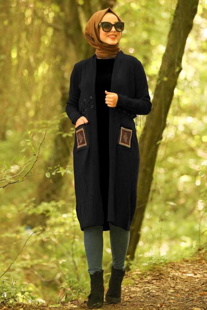 Neva Style - Black Hijab Cardigan 14711S - 1