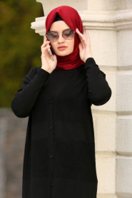 Neva Style - Black Hijab Cardigan 15033S - Thumbnail