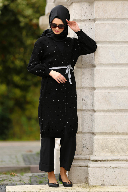 Neva Style - Black Hijab Cardigan 2833S