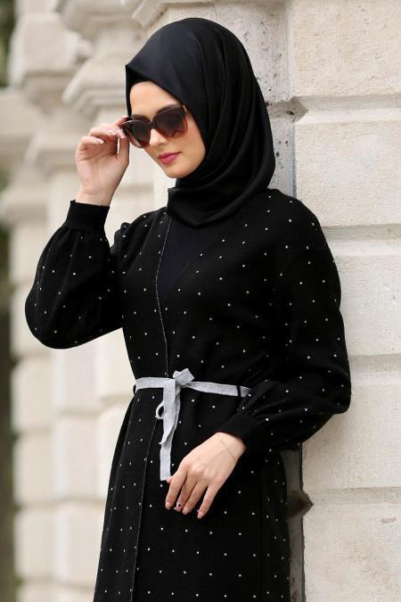Neva Style - Black Hijab Cardigan 2833S - 3