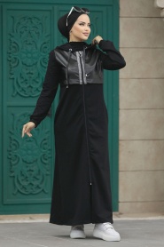 Neva Style - Black Hijab Coat 13621S - Thumbnail