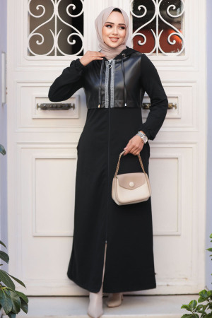 Neva Style - Black Hijab Coat 13621S - 2