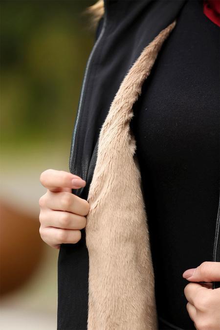 Neva Style - Black Hijab Coat 21300S - 3