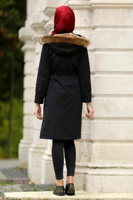 Neva Style - Black Hijab Coat 21300S - 4