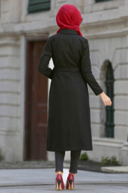 Neva Style - Black Hijab Coat 2161S - Thumbnail
