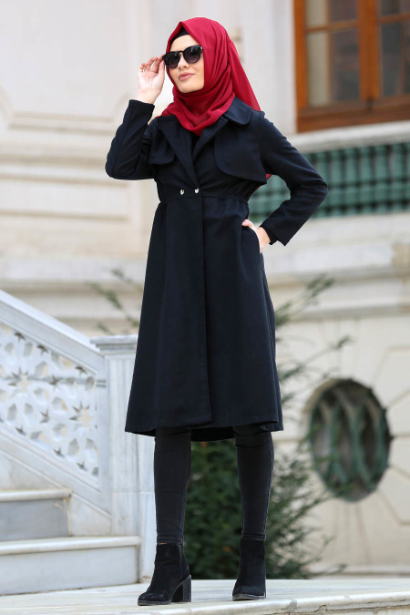 Neva Style - Black Hijab Coat 21860S