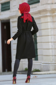 Neva Style - Black Hijab Coat 2190S - Thumbnail