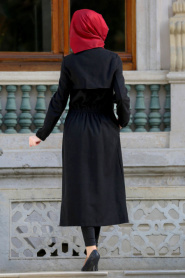 Neva Style - Black Hijab Coat 21981S - Thumbnail
