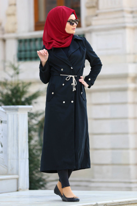 Neva Style - Black Hijab Coat 22000S