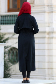 Neva Style - Black Hijab Coat 22000S - Thumbnail